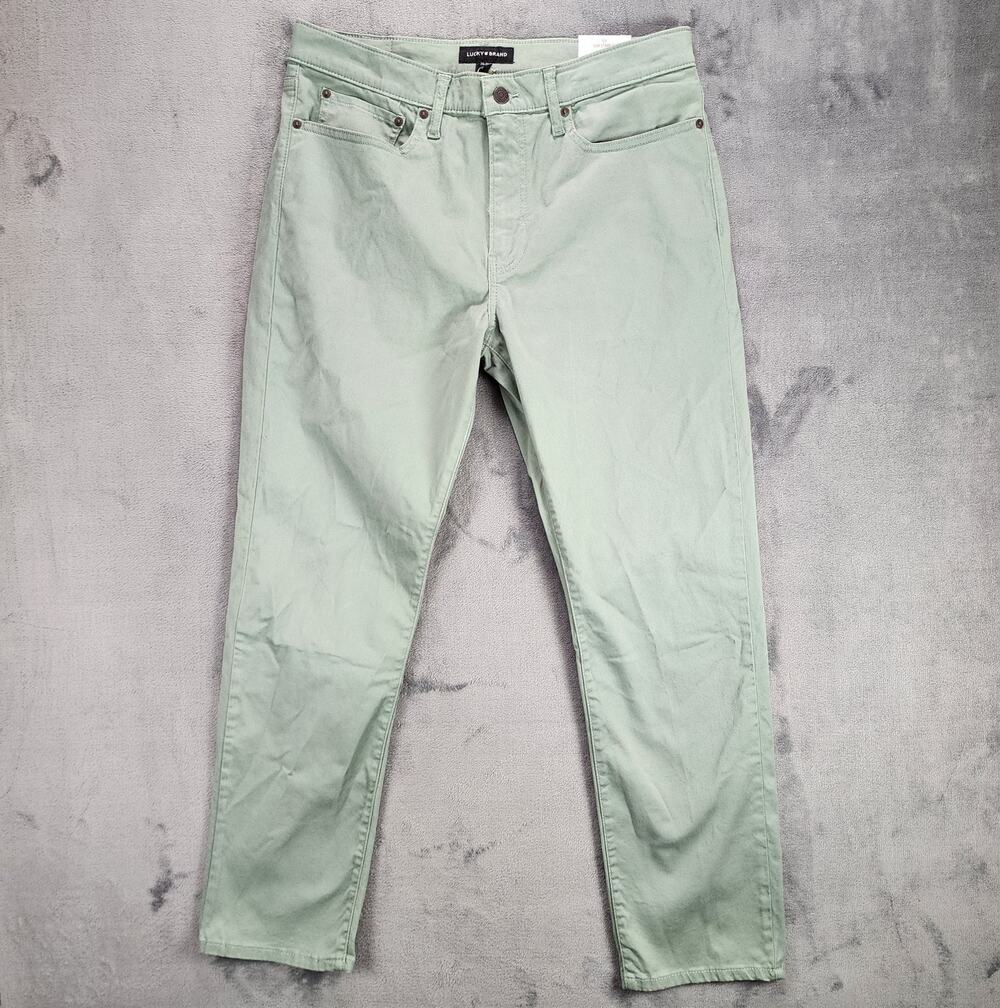 Lucky Brand 121 Slim Straight 5-Pocket Chino Pants Men's 34x30 Sage Green NWT